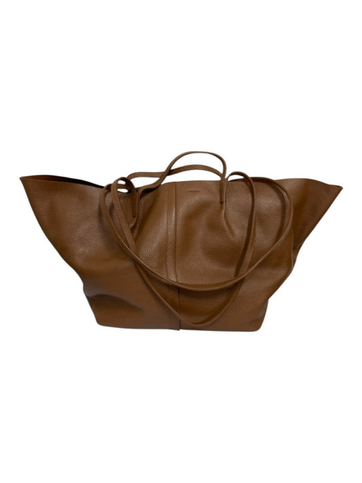 ALLSAINTS Brown Leather Top Handle Silver Hardware Pouch Inc. Tote Bag Brown / Large