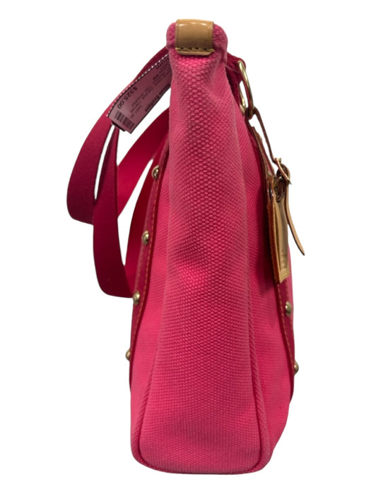 Louis Vuitton Hot pink Canvas Leather trim Studded Tote Shoulder Bag Hot pink / Medium