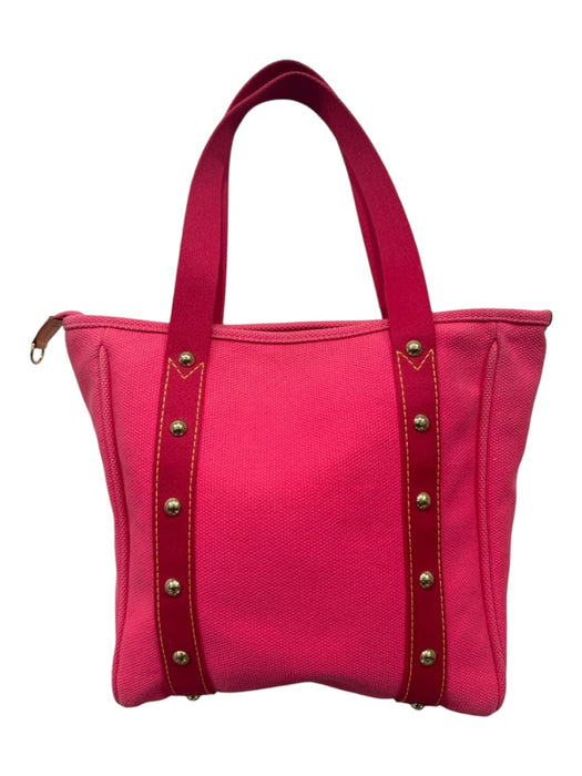 Louis Vuitton Hot pink Canvas Leather trim Studded Tote Shoulder Bag Hot pink / Medium