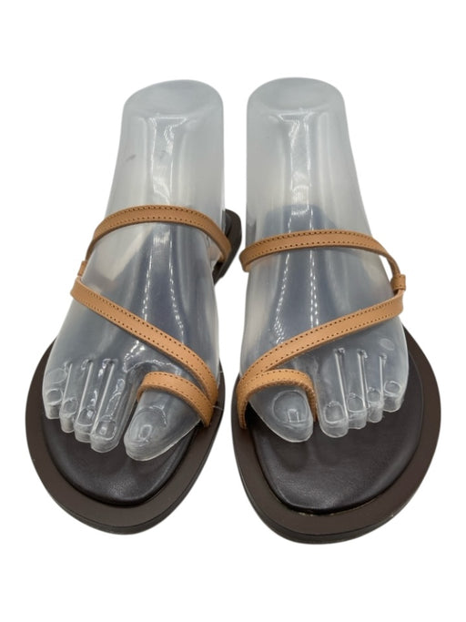 J. Crew Shoe Size 7.5 Tan & brown Leather Toe Ring Crossover Straps Sandals Tan & brown / 7.5