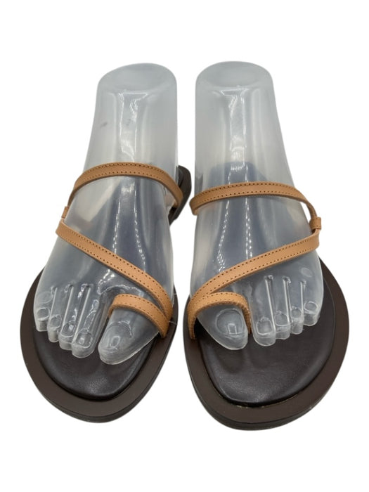 J. Crew Shoe Size 7.5 Tan & brown Leather Toe Ring Crossover Straps Sandals Tan & brown / 7.5