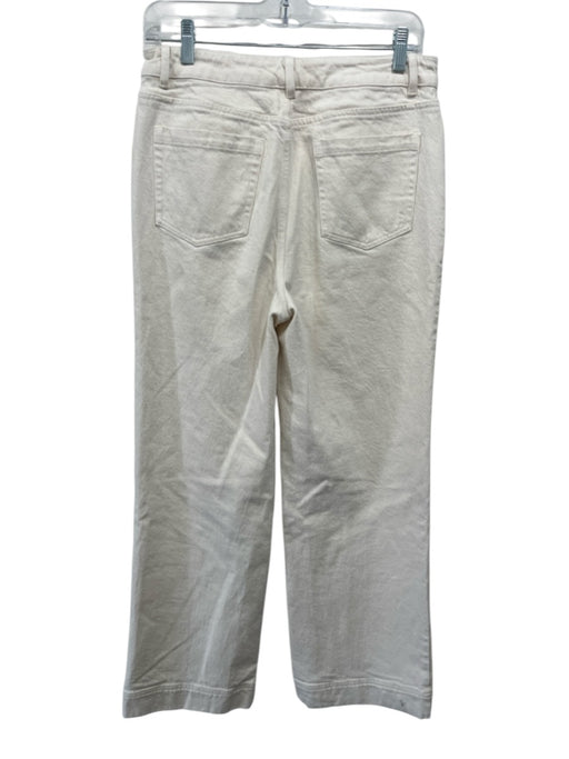 Ann Mashburn Size 28 Cream Cotton Denim Zip Fly High Rise Straight Leg Jeans Cream / 28