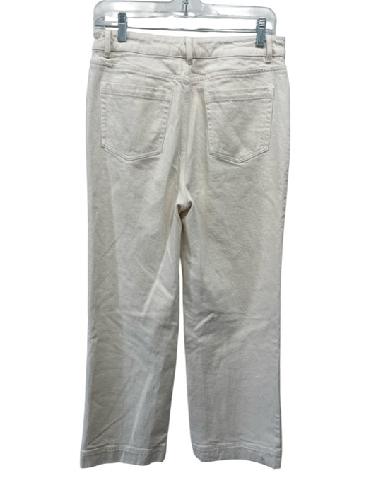 Ann Mashburn Size 28 Cream Cotton Denim Zip Fly High Rise Straight Leg Jeans Cream / 28
