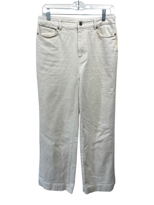Ann Mashburn Size 28 Cream Cotton Denim Zip Fly High Rise Straight Leg Jeans Cream / 28