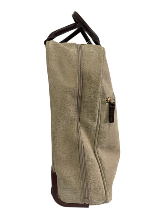 Bric's Beige & Brown Suede Zip Close Wheels Luggage Beige & Brown