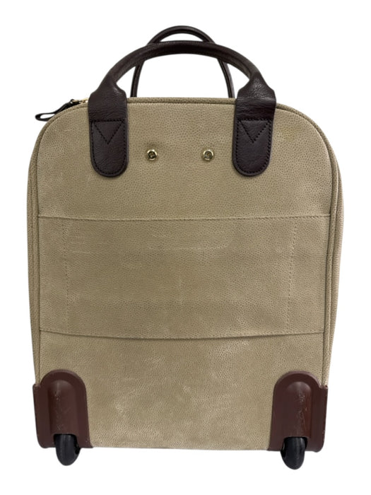 Bric's Beige & Brown Suede Zip Close Wheels Luggage Beige & Brown