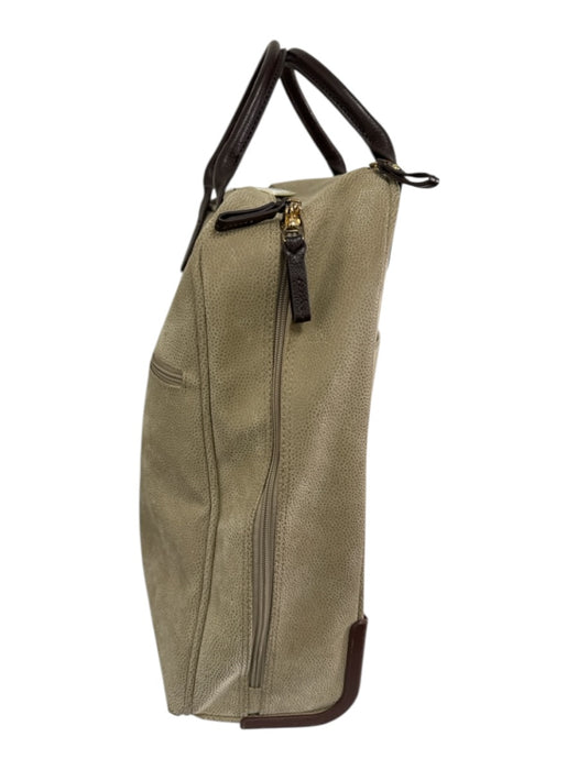 Bric's Beige & Brown Suede Zip Close Wheels Luggage Beige & Brown