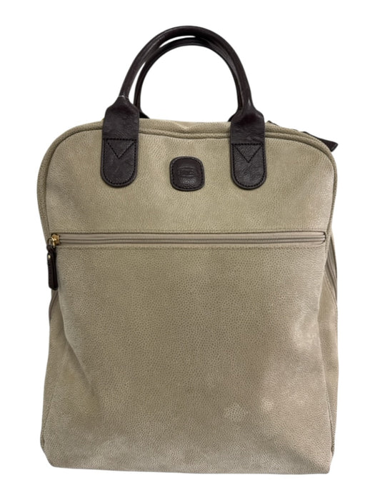 Bric's Beige & Brown Suede Zip Close Wheels Luggage Beige & Brown