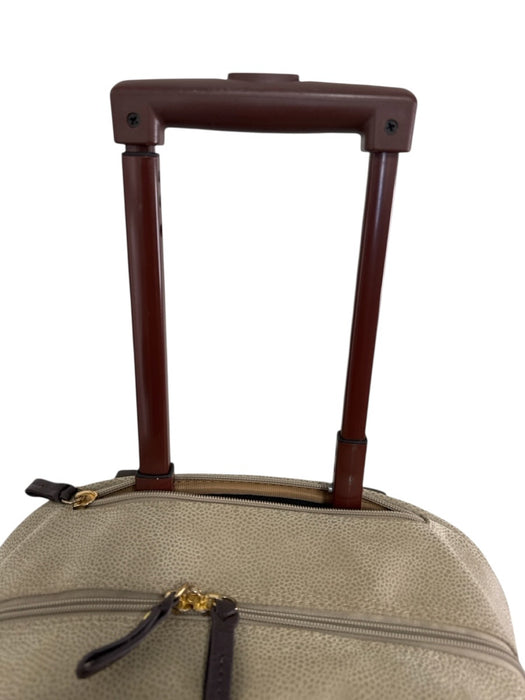 Bric's Beige & Brown Suede Zip Close Wheels Luggage Beige & Brown