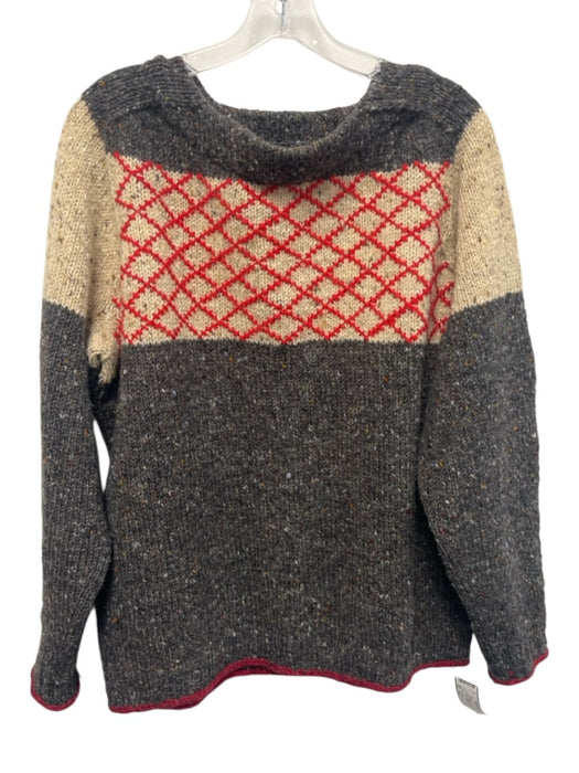 No Brand Size Est L Gray & Red Wool Blend Knit Crew Neck Men's Sweater Gray & Red / Est L