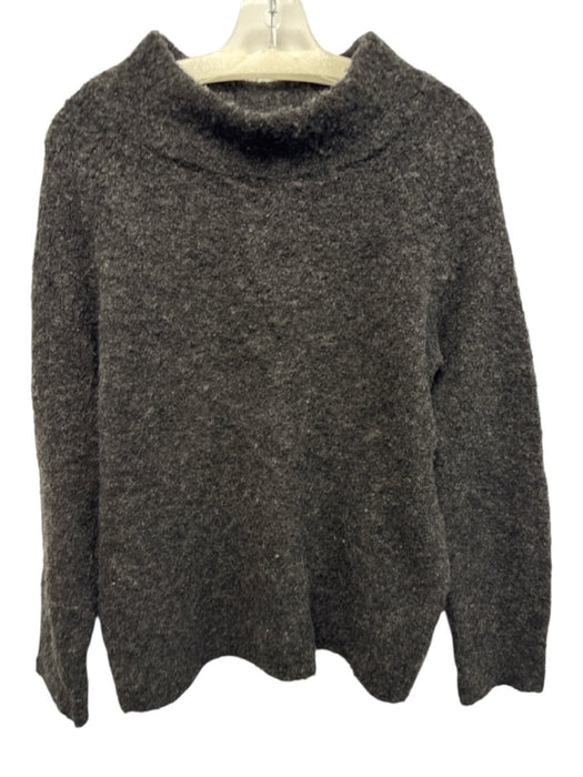 Moth Size S Dark Gray Acrylic & Wool Blend Boucle Knit High Neck Sweater Dark Gray / S