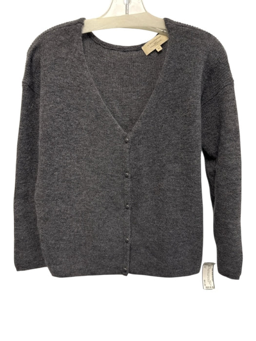 Sezane Size XS Gray Mohair Blend Ribbed Knit Button Front V Neck Sweater Gray / XS