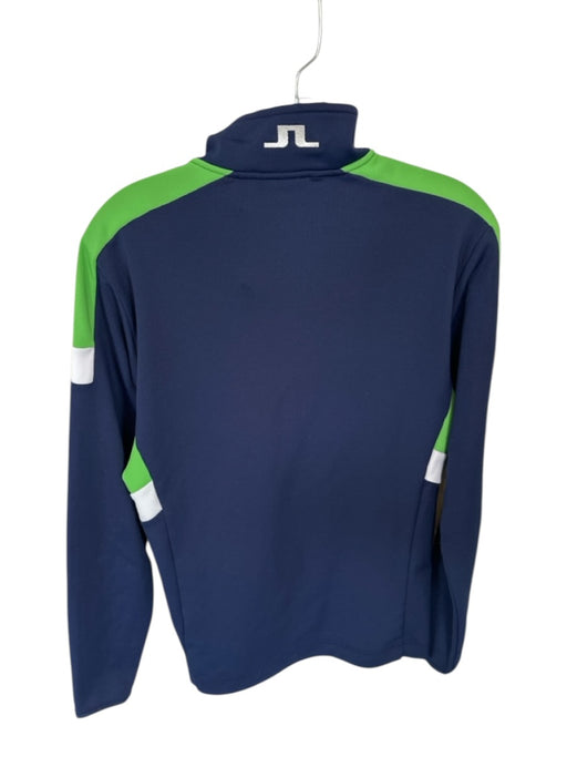 J. Lindeberg Navy & Green Polyester Color Block Half Zip Golf Men's Pullover Navy & Green / S