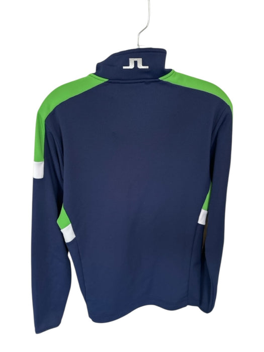 J. Lindeberg Navy & Green Polyester Color Block Half Zip Golf Men's Pullover Navy & Green / S