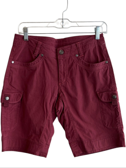 Kuhl Size 2 Maroon Cotton Blend High Rise Cargo Pockets Knee Length Shorts Maroon / 2