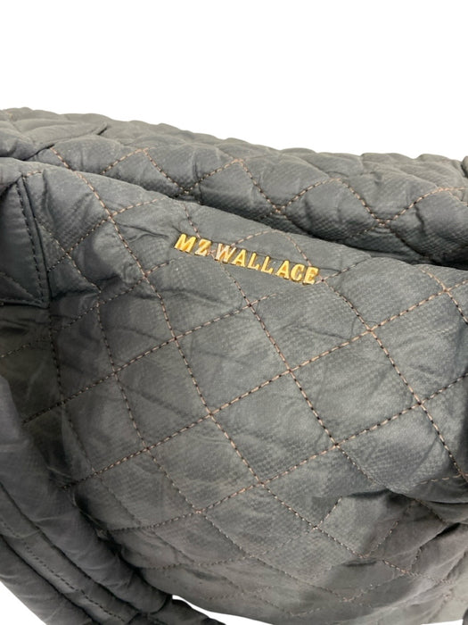 MZ Wallace Dark Grey Synthetic Quilted Zip Close Bag Dark Grey