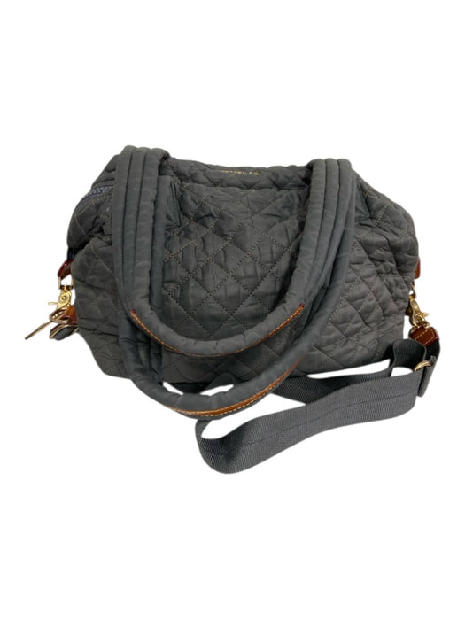 MZ Wallace Dark Grey Synthetic Quilted Zip Close Bag Dark Grey