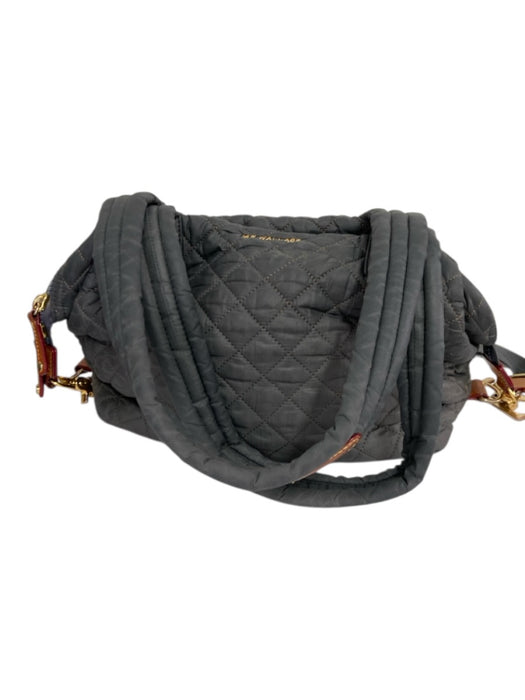 MZ Wallace Dark Grey Synthetic Quilted Zip Close Bag Dark Grey