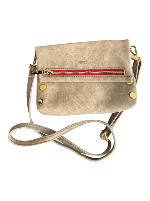 Hammitt Brown Leather Gold Tone Hardware Zip Pocket Magnetic Close Bag Brown / S