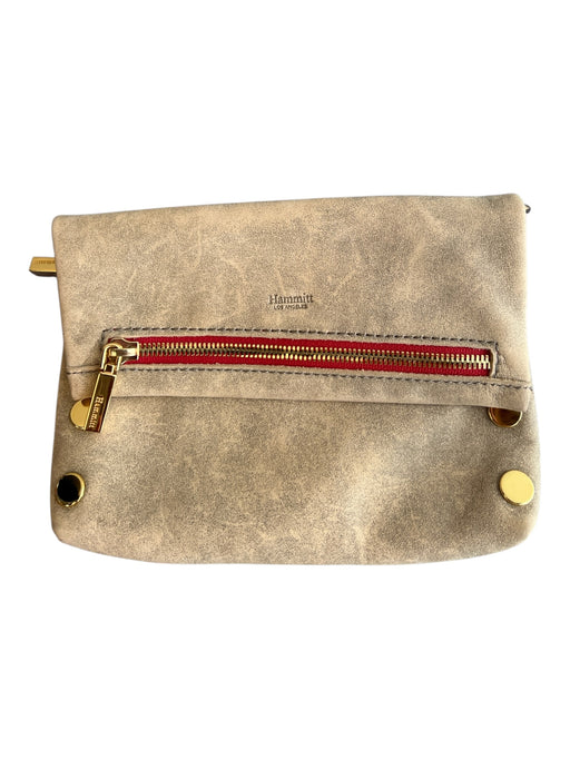 Hammitt Brown Leather Gold Tone Hardware Zip Pocket Magnetic Close Bag Brown / S