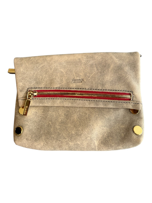 Hammitt Brown Leather Gold Tone Hardware Zip Pocket Magnetic Close Bag Brown / S
