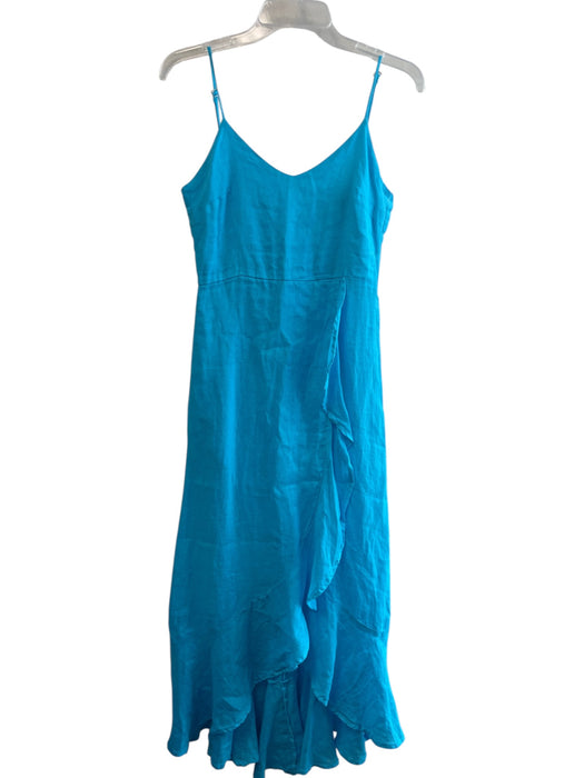 Stark X Size XS Blue Linen Maxi Sleeveless Spaghetti Strap Ruffle Detail Dress Blue / XS