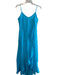 Stark X Size XS Blue Linen Maxi Sleeveless Spaghetti Strap Ruffle Detail Dress Blue / XS