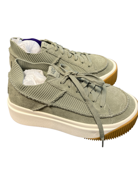 Ugg Shoe Size 7.5 Green Suede Lace Up Round Toe Platform Shoes Green / 7.5
