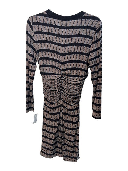 Tracey Reese Size M Brown & Black Rayon & Wool Long Sleeve Stripe V Neck Dress Brown & Black / M