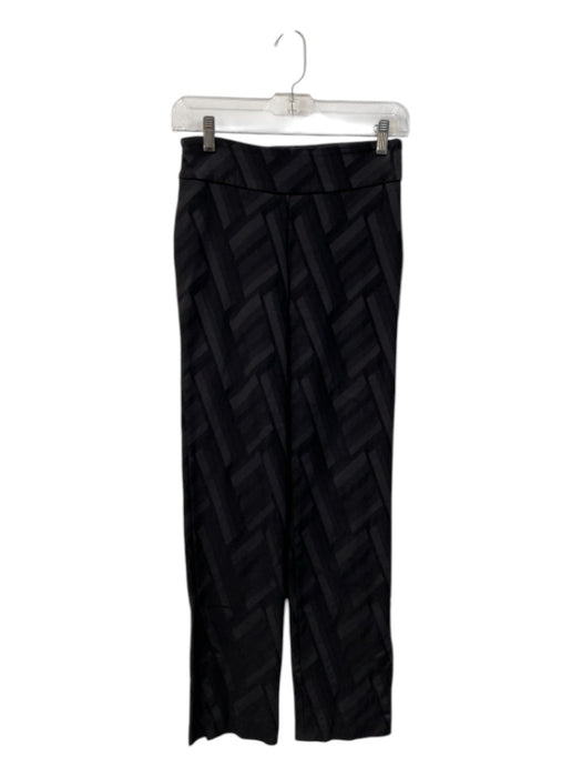 Up! Size 2 Black Rayon Blend Geometric Ankle Slits Pull On Stretch Pants Black / 2