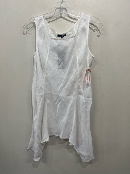 Lafayette 148 Size 6 White Linen Sleeveless Hankerchief Hem Long Tank Top
