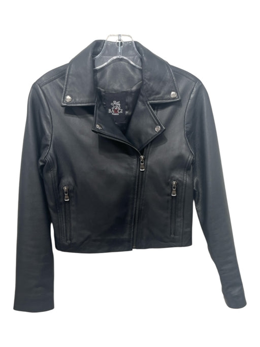 Baggi Firenze Size XS/S Black Leather Moto Zip Detail Jacket Black / XS/S