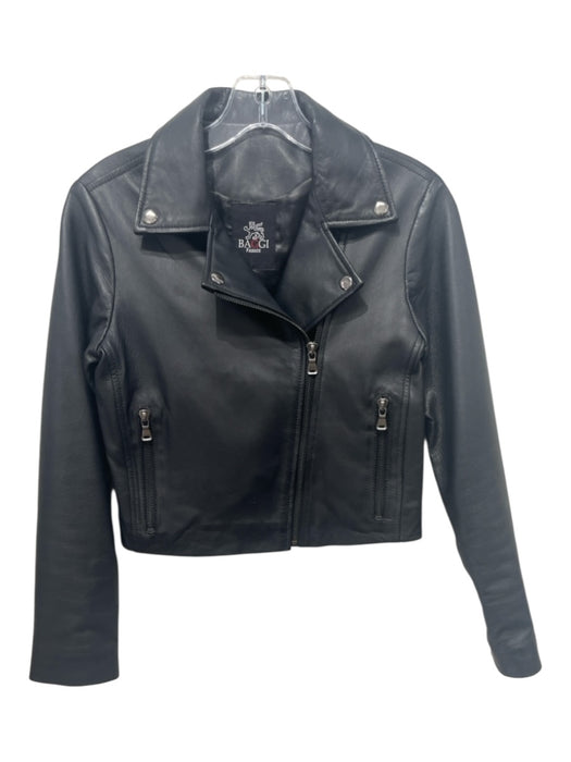 Baggi Firenze Size XS/S Black Leather Moto Zip Detail Jacket Black / XS/S