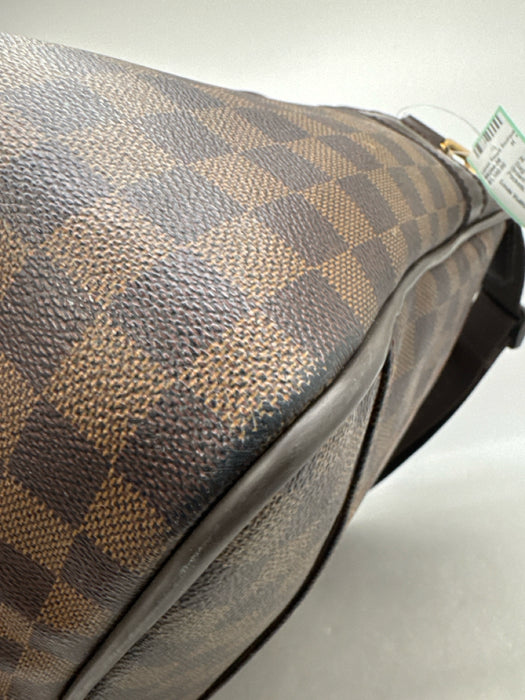 Louis Vuitton Brown & Beige Leather Damier Zip Pockets Men's Bag
