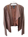 Trouve Size L Brown Leather & Cotton Draped Open Front Long Sleeve Jacket Brown / L