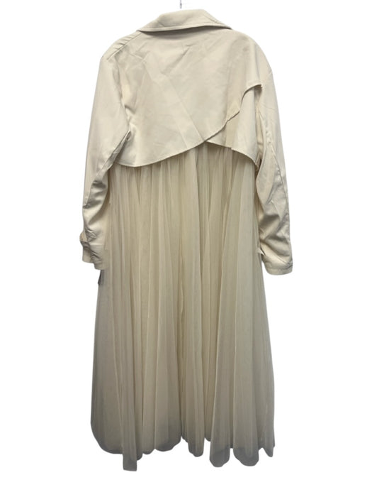 TCEC Size 2 Cream White Polyester Collar Tulle Belt Inc. Button up Coat Cream White / 2