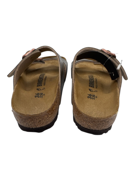 Birkenstock Shoe Size 36 Silver & Brown Leather Cork Sole Double Strap Sandals Silver & Brown / 36