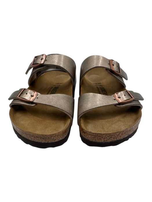 Birkenstock Shoe Size 36 Silver & Brown Leather Cork Sole Double Strap Sandals Silver & Brown / 36