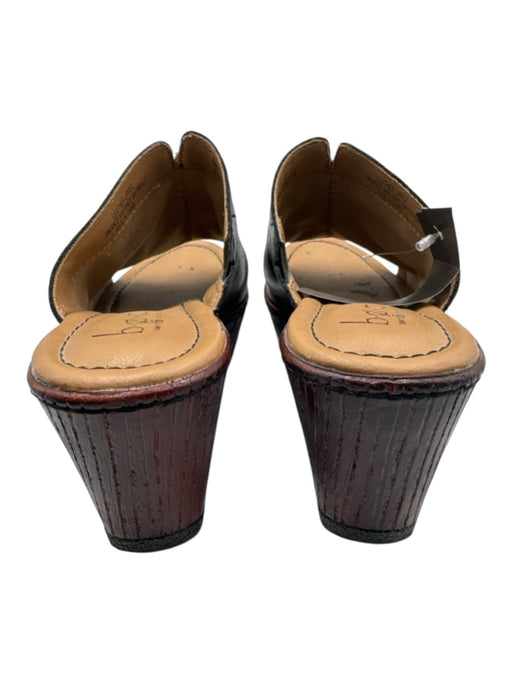 BOC Shoe Size 36 Black & Brown Leather Wood Heel Open Toe Wedge Mules Black & Brown / 36