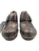 Born Shoe Size 38 Silver & Brown Leather Wood Heel Brushed Finish Clog Mules Silver & Brown / 38