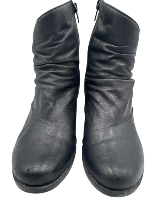 Baretraps Shoe Size 7.5 Black Leather Wood Block Heel rouched detail Booties Black / 7.5