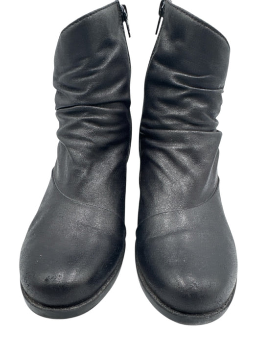 Baretraps Shoe Size 7.5 Black Leather Wood Block Heel rouched detail Booties Black / 7.5