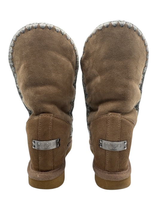 Mou Shoe Size est 38 Light Brown & Gray Suede Shearling Interior Folded Boots Light Brown & Gray / est 38