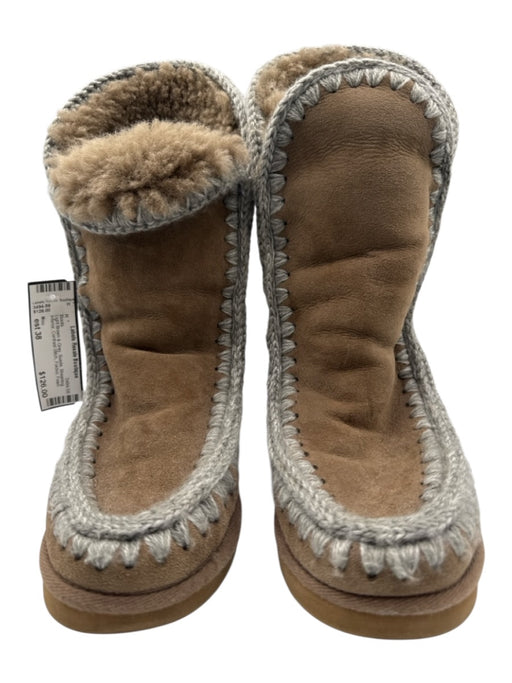 Mou Shoe Size est 38 Light Brown & Gray Suede Shearling Interior Folded Boots Light Brown & Gray / est 38