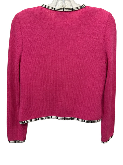 St. John Size 2 Pink, Black & White Wool Blend Contrast Trim Zip Up Skirt Set Pink, Black & White / 2