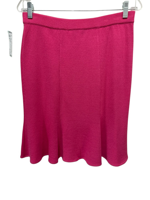 St. John Size 2 Pink, Black & White Wool Blend Contrast Trim Zip Up Skirt Set Pink, Black & White / 2