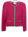 St. John Size 2 Pink, Black & White Wool Blend Contrast Trim Zip Up Skirt Set Pink, Black & White / 2