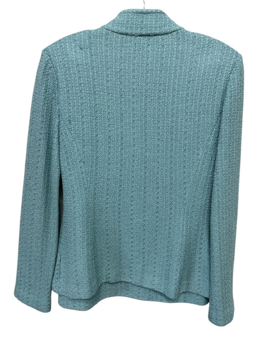St. John Size 4 Turquoise Blue Wool Blend Knit Button Detail Jacket Skirt Set Turquoise Blue / 4