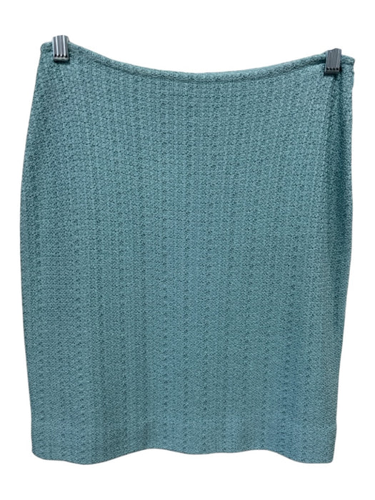 St. John Size 4 Turquoise Blue Wool Blend Knit Button Detail Jacket Skirt Set Turquoise Blue / 4