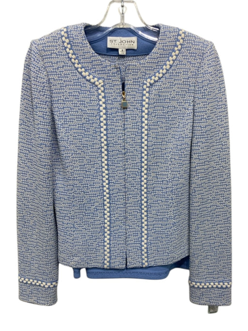 St. John Collection Size 2 Periwinkle Blue & White Wool Blend Knit Skirt Set Periwinkle Blue & White / 2